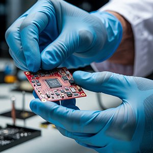 Hands holding a circuit board